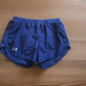 Under Armour Women’s HeatGear Running Shorts Medium Blue Navy Lined Athletic